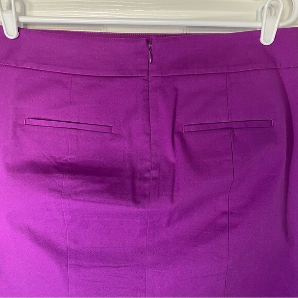 Ann Taylor Madison Purple Mini Skirt Cotton Spandex Pockets Front Back Size 6 - Picture 3 of 10